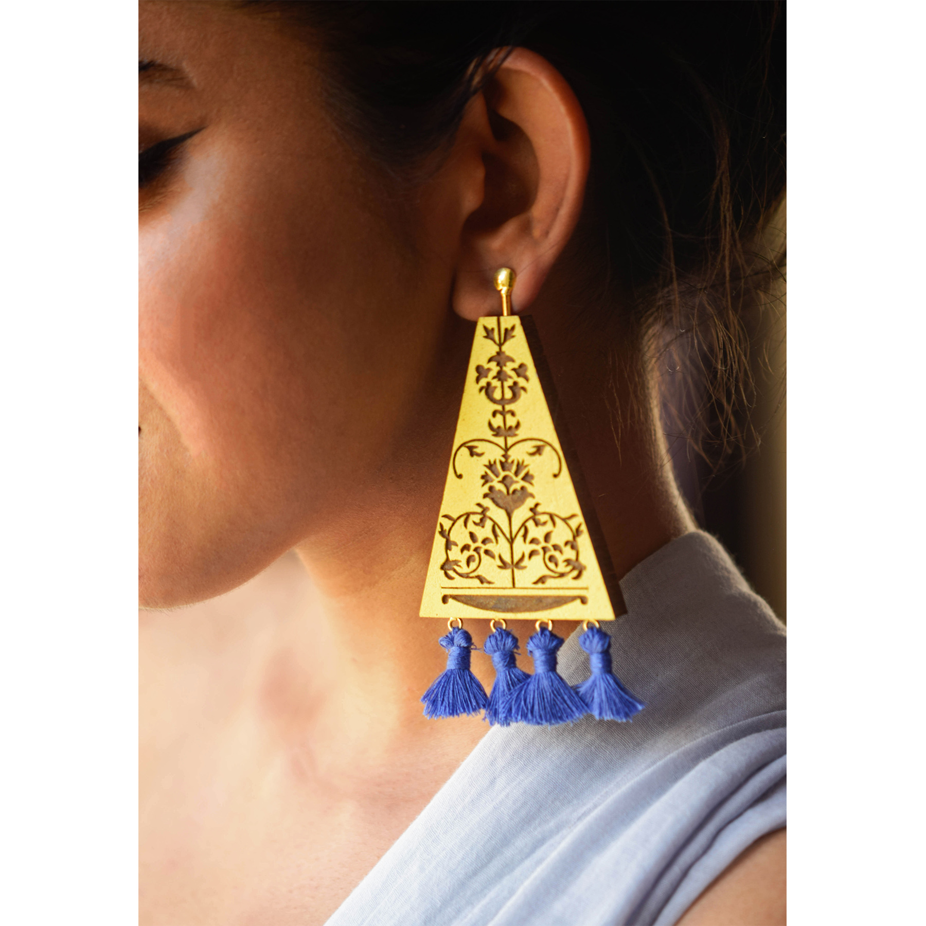 Vinayaki Haldi Indigo Earrings - image 3
